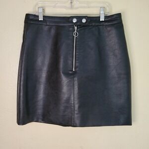 Blashe Mini Skirt Womens Large Black Faux Leather Moto Goth Side Zip